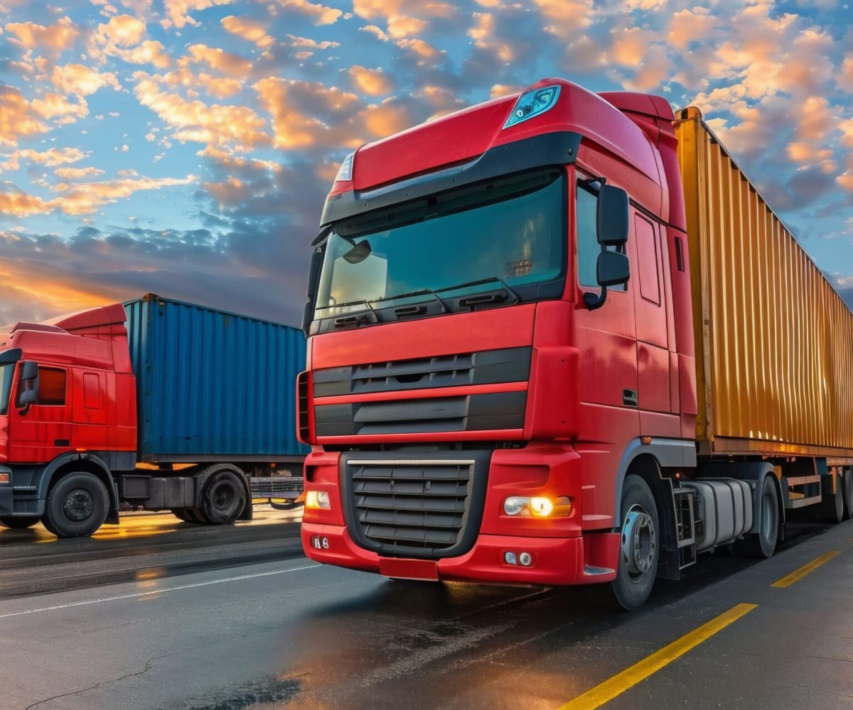 A massive truck is stationary inside a spacious warehouse, surrounded by industrial equipment and storage containers.